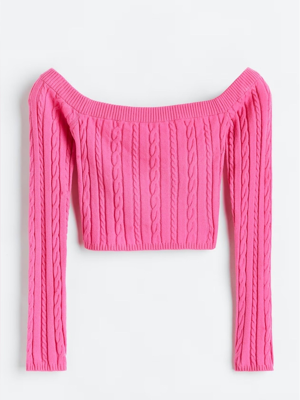 OFF-THE-SHOULDER CABLE-KNIT TOP